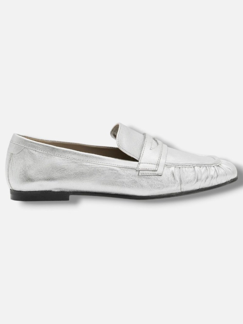 AllSaints Women's Silver Sapphire Leather Loafers Shoes Size EU:35 US:5